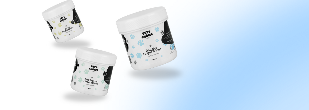 Three white jars with black text and blue accents on a light blue background