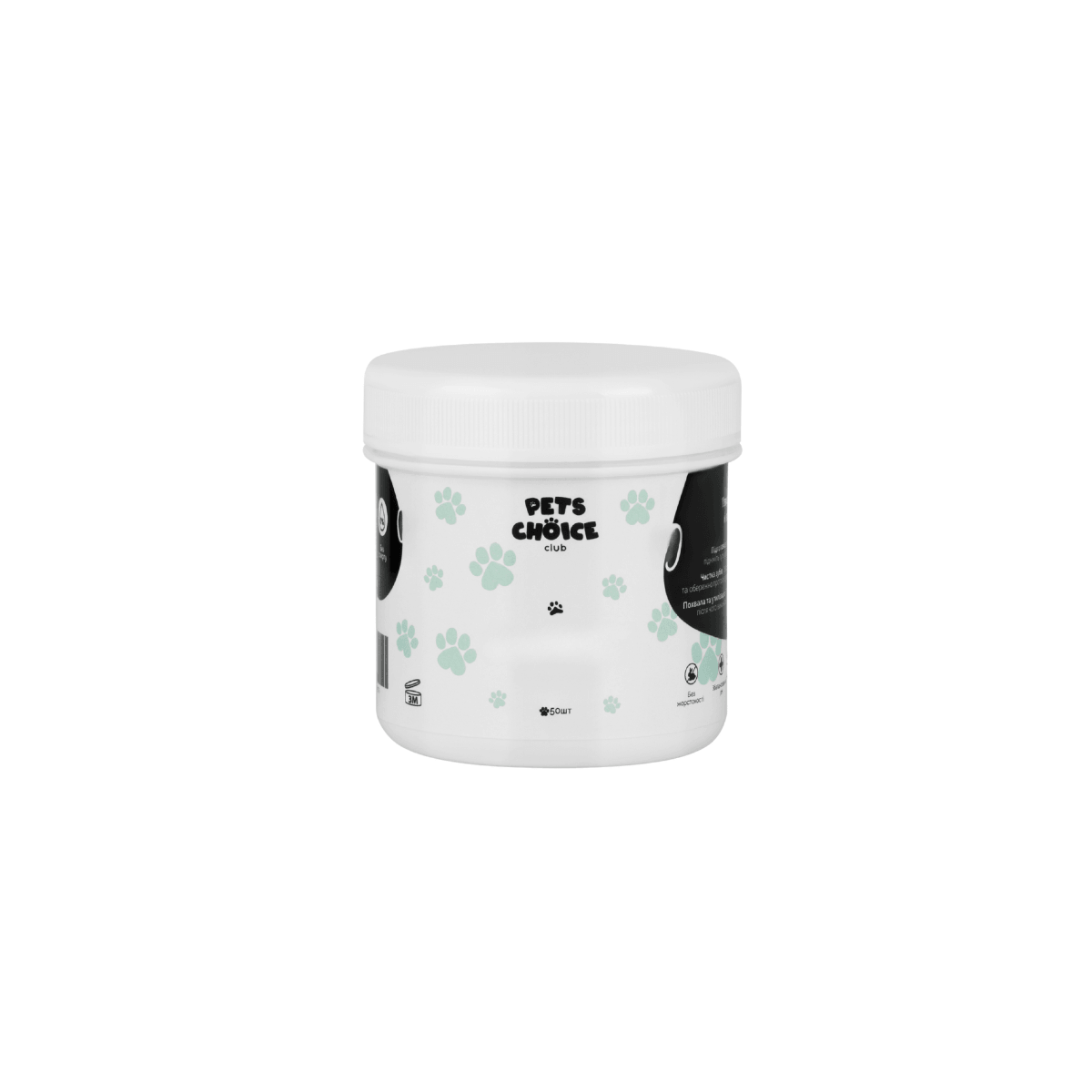 Pet food container with 'Pets Choice' branding on a white Серветки для зубів собак – догляд за ротовою порожниною