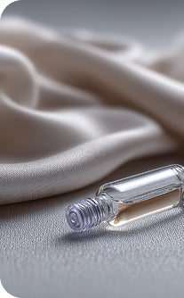 Clear pen on a light fabric background