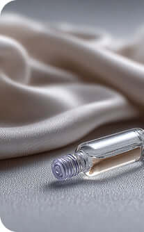 Clear pen on a light fabric background