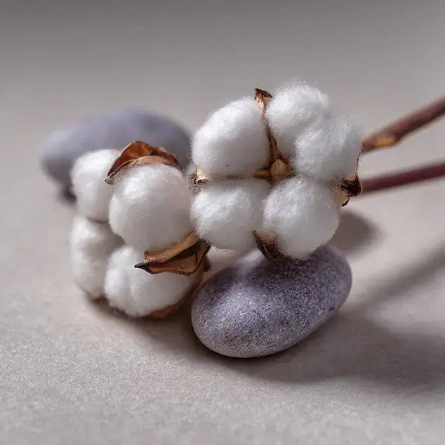 Cotton bolls on a textured surface with a neutral background