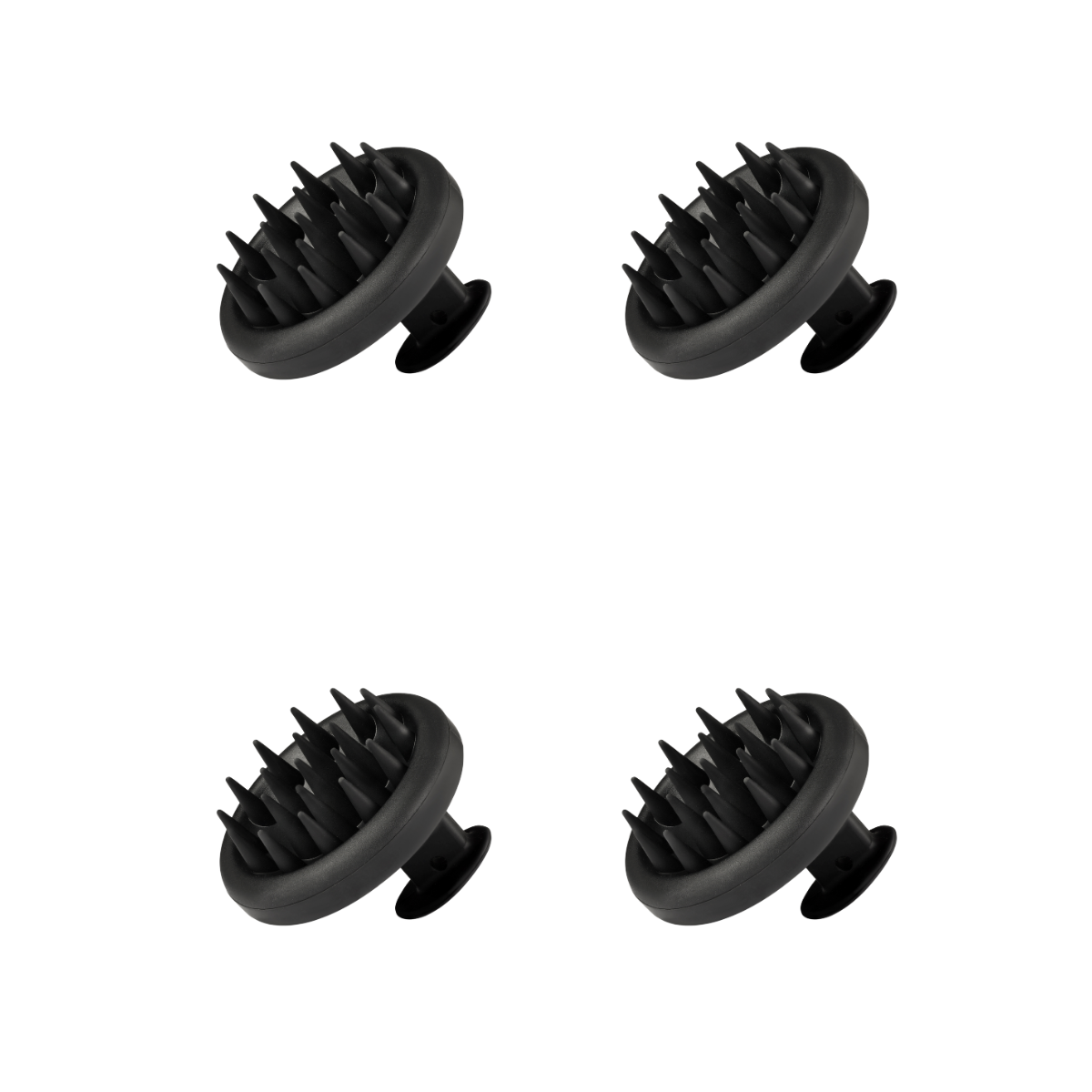 Four black hair dryer attachments on a white background