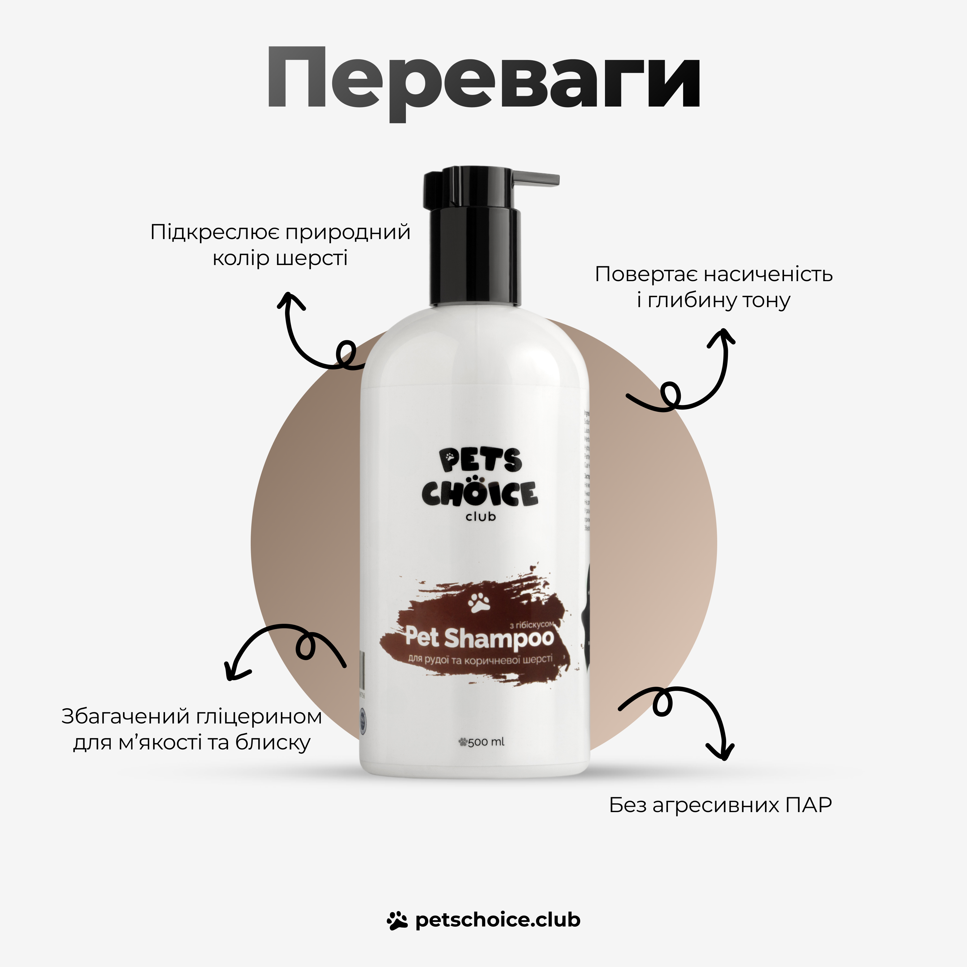 Pet shampoo bottle with text on a white background
