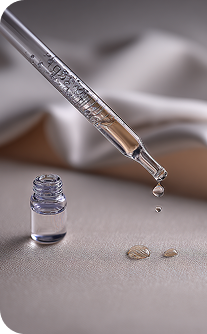 Syringe with dropper and small bottle on a gray surface