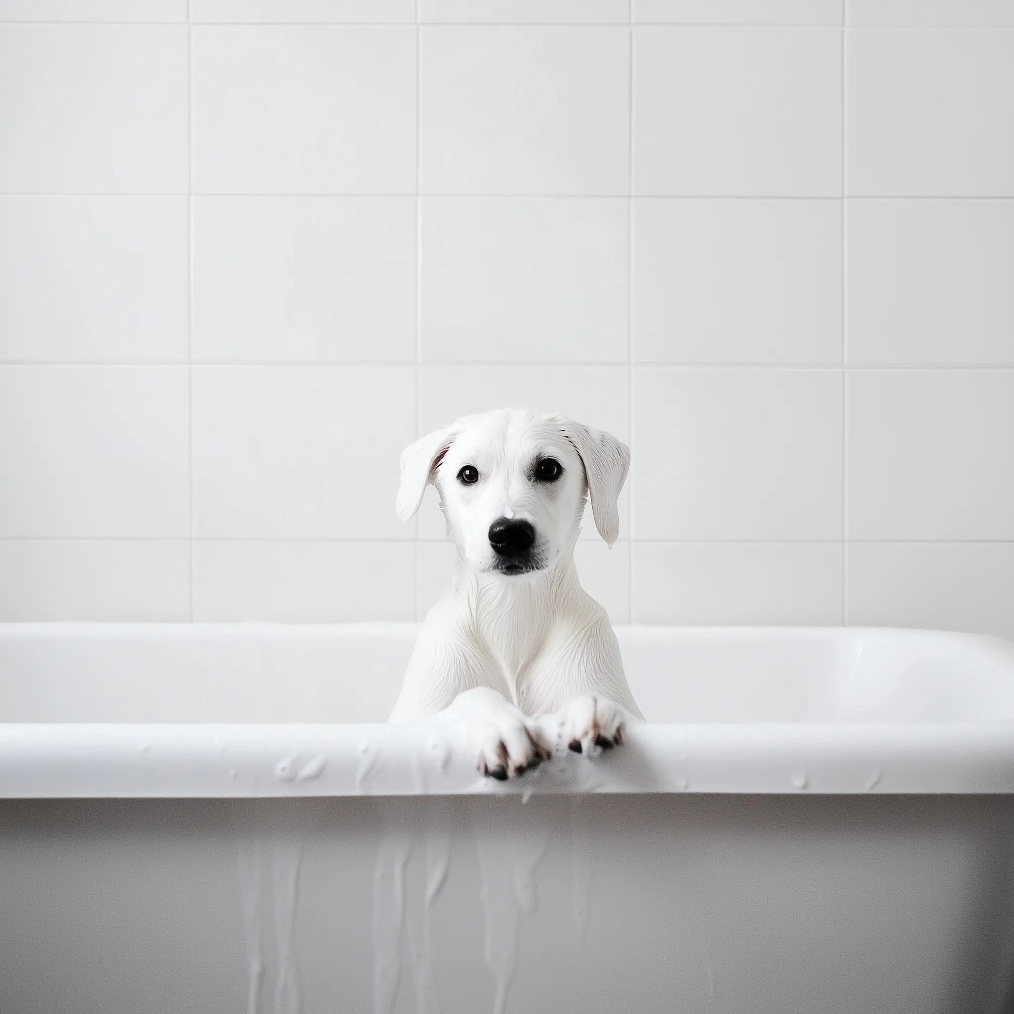 Купання собаки у ванні з використанням шампуню PetsChoice